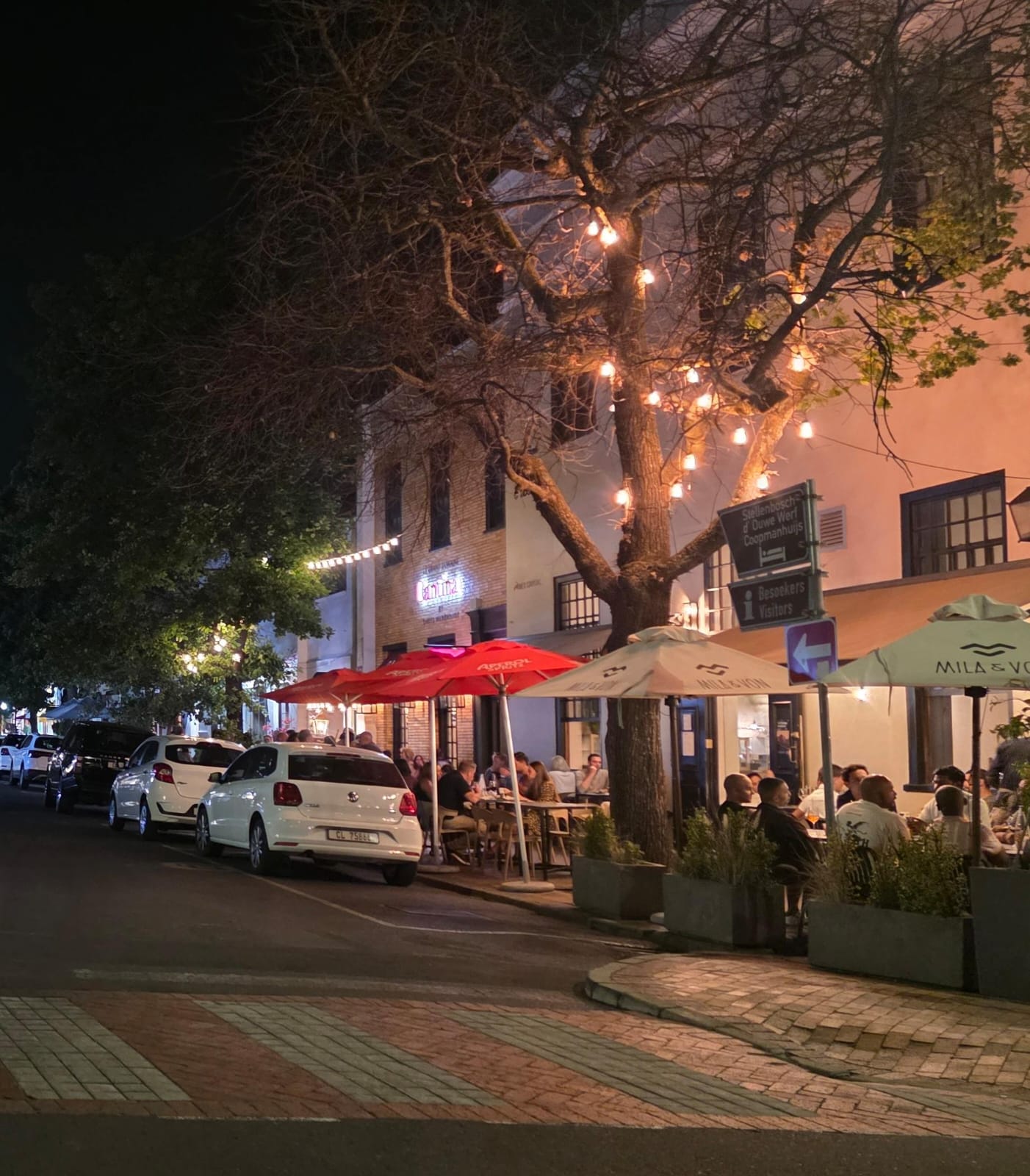 Stellenbosch street scene at night
